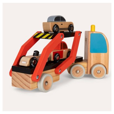 CLASSIC WORLD medinis vilkikas + 3 žaisliniai automobiliai