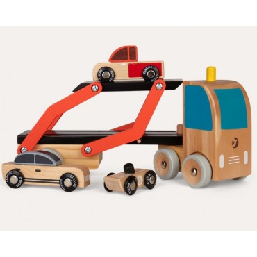 CLASSIC WORLD medinis vilkikas + 3 žaisliniai automobiliai