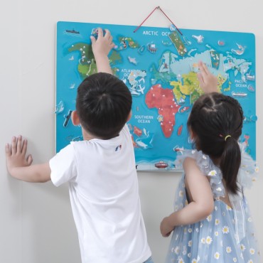 „Viga 2in1“ edukacinė lenta su Montessori magnetiniu pasaulio žemėlapiu