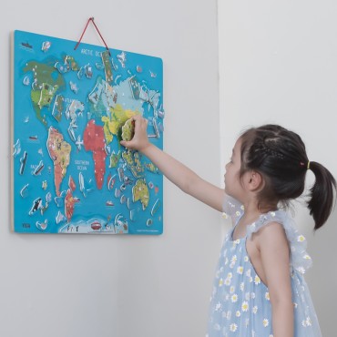„Viga 2in1“ edukacinė lenta su Montessori magnetiniu pasaulio žemėlapiu