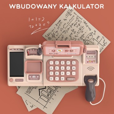 WOOPIE Vaikų parduotuvė Kasos aparatas, skeneris, svarstyklės, mikrofonas + 25 priedai
