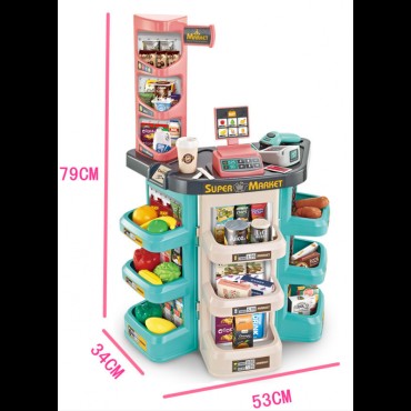 WOOPIE Supermarket parduotuvė ir krepšelis Pirkinių krepšelis Kasos skalė Skeneris 47 acc