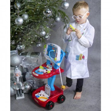 WOOPIE Little Doctor's Vežimėlis Mėlynas gydytojo rinkinys Vaikams 17 priedų