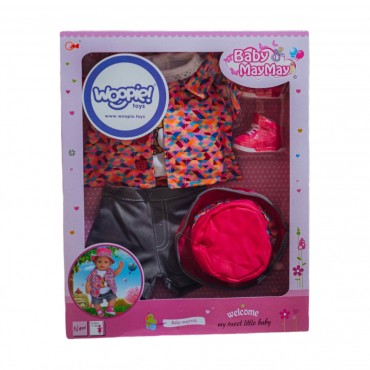WOOPIE ROYAL Spalvotas kostiumėlis lėlei šuniui striukė kepurė 43-46 cm