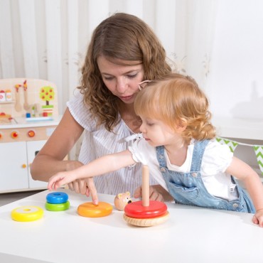 TOOKY TOY medinė meškiuko piramidės dėlionė