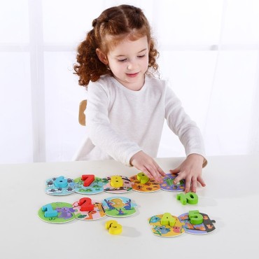 TOOKY TOY Mokomoji dėlionė Montessori dėlionė Mokantis skaičiuoti