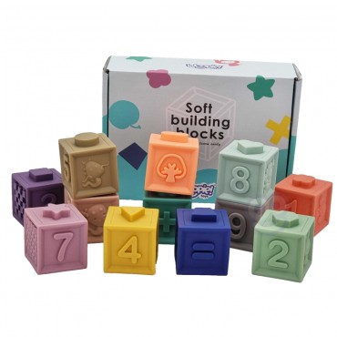 WOOPIE BABY Sensory Blocks Squeeze Puzzle Sound 12 vnt.