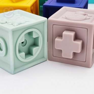 WOOPIE BABY Sensory Blocks Squeeze Puzzle Sound 12 vnt.