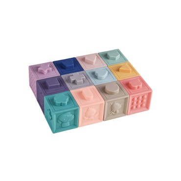 WOOPIE BABY Sensory Blocks Squeeze Puzzle Sound 12 vnt.