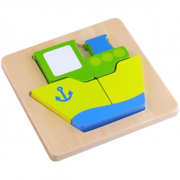 TOOKY TOY dėlionė Montessori dėlionė stori blokai Laivas 6 vnt.